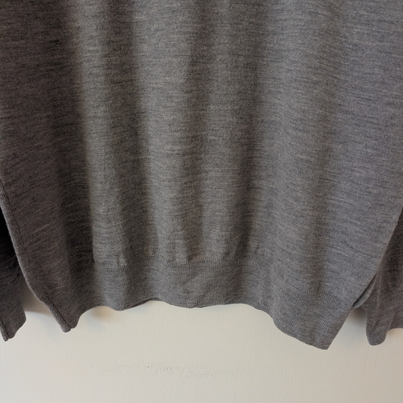 Paul Frederick Men Large 100% Extra Fine Merino Wool Sweater Gray Grunge Grandpa - Picture 2 of 7